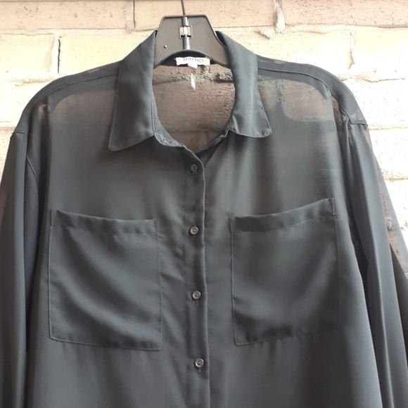 Buffalo David Bitton Sheer Black Button Down Shirt - Picture 2 of 10